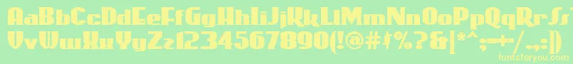 フォントRollercoaster – 黄色の文字が緑の背景にあります