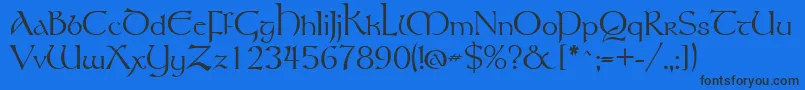 Fonte Tolkien – fontes pretas em um fundo azul