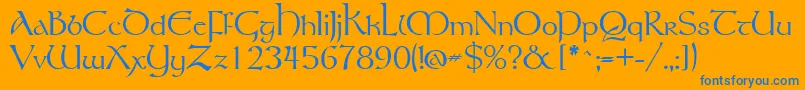 Tolkien Font – Blue Fonts on Orange Background