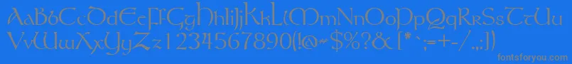 フォントTolkien – 青い背景に灰色の文字