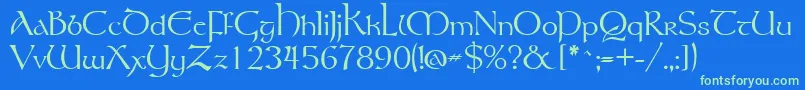 Tolkien Font – Green Fonts on Blue Background