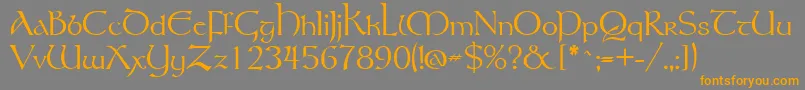 Tolkien-Schriftart – Orangefarbene Schriften auf grauem Hintergrund