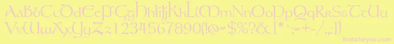 Fonte Tolkien – fontes rosa em um fundo amarelo