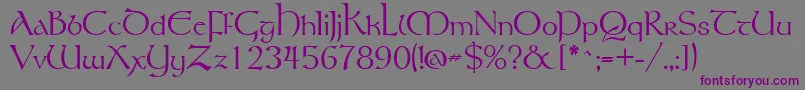 フォントTolkien – 紫色のフォント、灰色の背景
