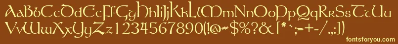 Fonte Tolkien – fontes amarelas em um fundo marrom