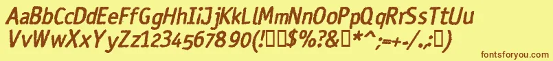 フォントRosangoBolditalic – 茶色の文字が黄色の背景にあります。