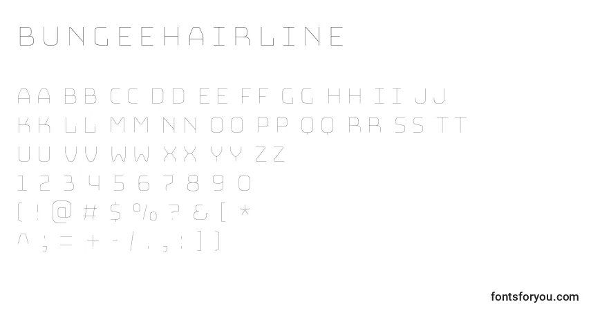 Шрифт BungeeHairline – алфавит, цифры, специальные символы