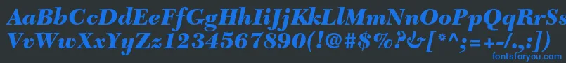 NewcaledonialtstdBlackit Font – Blue Fonts on Black Background