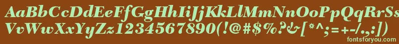 フォントNewcaledonialtstdBlackit – 緑色の文字が茶色の背景にあります。