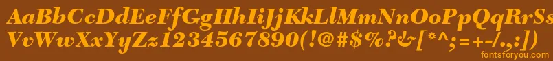 NewcaledonialtstdBlackit Font – Orange Fonts on Brown Background
