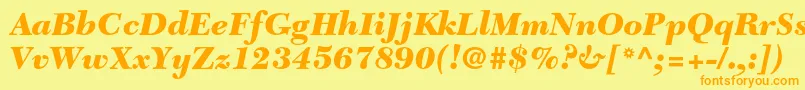 NewcaledonialtstdBlackit Font – Orange Fonts on Yellow Background