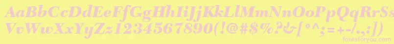 NewcaledonialtstdBlackit-fontti – vaaleanpunaiset fontit keltaisella taustalla