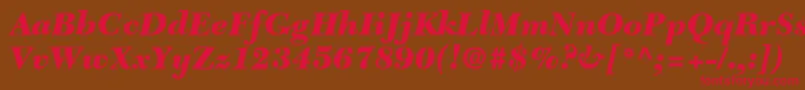 NewcaledonialtstdBlackit Font – Red Fonts on Brown Background