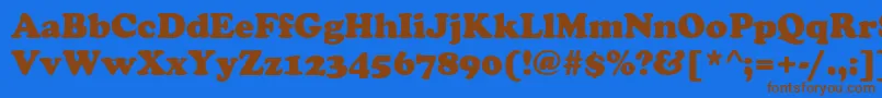 フォントCooperBlack – 茶色の文字が青い背景にあります。