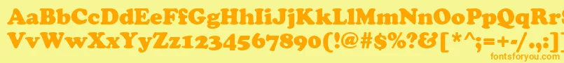 フォントCooperBlack – オレンジの文字が黄色の背景にあります。
