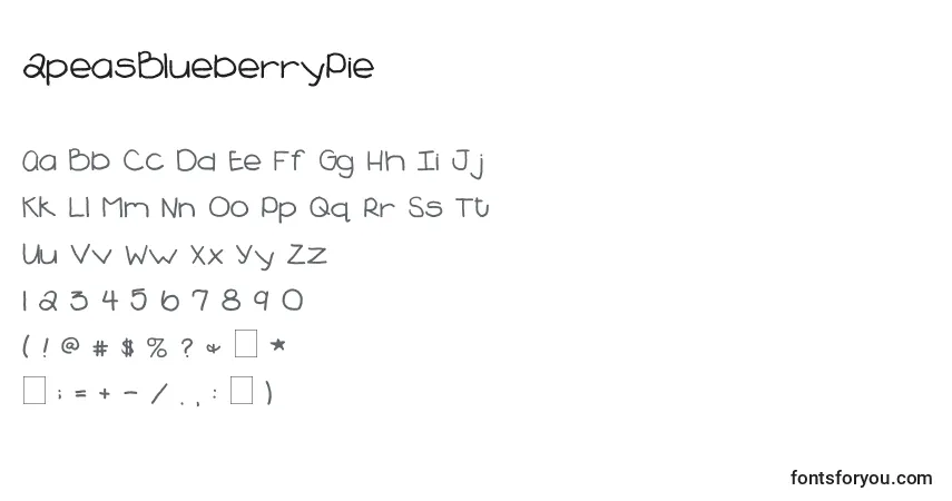 Schriftart 2peasBlueberryPie – Alphabet, Zahlen, spezielle Symbole