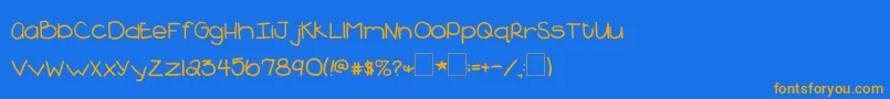 2peasBlueberryPie Font – Orange Fonts on Blue Background
