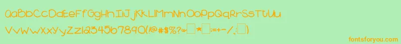 2peasBlueberryPie Font – Orange Fonts on Green Background