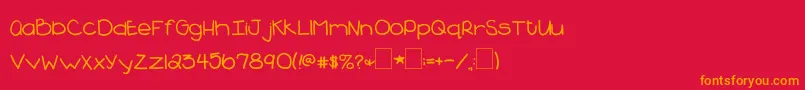 フォント2peasBlueberryPie – 赤い背景にオレンジの文字