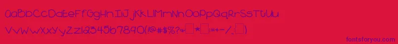 2peasBlueberryPie Font – Purple Fonts on Red Background