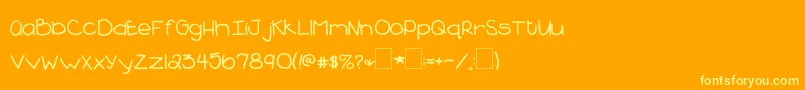 Weitere Informationen zur 2peasBlueberryPie-Schriftart 2peasBlueberryPie-Schriftart – Gelbe Schriften auf orangefarbenem Hintergrund
