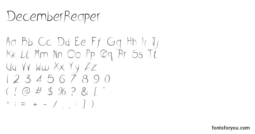 A fonte DecemberReaper – alfabeto, números, caracteres especiais