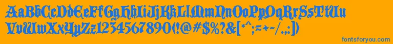 Black Castle Mf Font – Blue Fonts on Orange Background