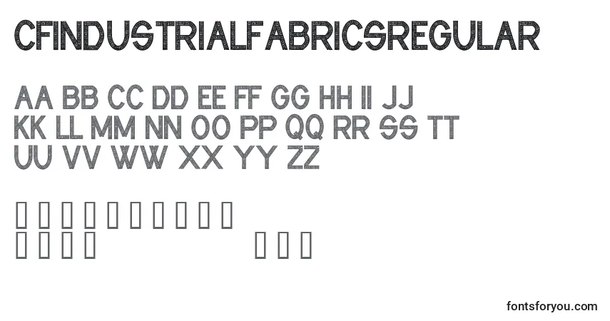 Czcionka CfindustrialfabricsRegular – alfabet, cyfry, specjalne znaki
