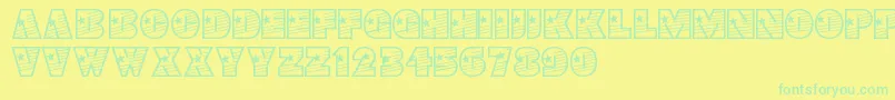 Prima Font – Green Fonts on Yellow Background