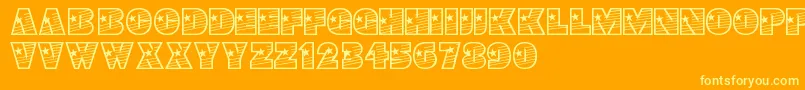 Prima-Schriftart – Gelbe Schriften auf orangefarbenem Hintergrund