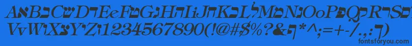 HebrewItalic Font – Black Fonts on Blue Background