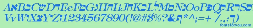 HebrewItalic Font – Blue Fonts on Green Background
