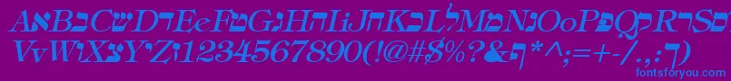 HebrewItalic Font – Blue Fonts on Purple Background
