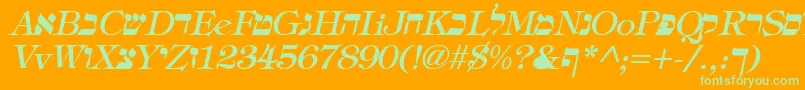 HebrewItalic Font – Green Fonts on Orange Background