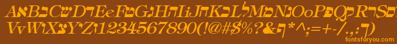 HebrewItalic Font – Orange Fonts on Brown Background