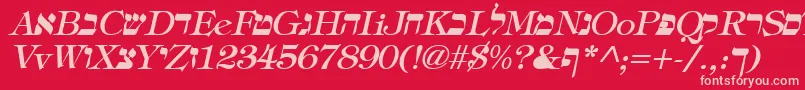 HebrewItalic Font – Pink Fonts on Red Background