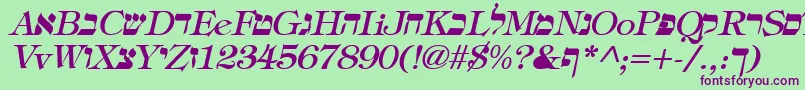 HebrewItalic Font – Purple Fonts on Green Background