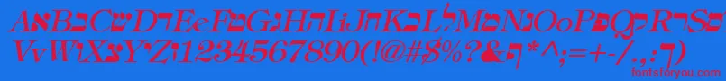 HebrewItalic Font – Red Fonts on Blue Background