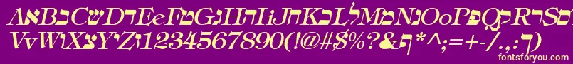 HebrewItalic Font – Yellow Fonts on Purple Background