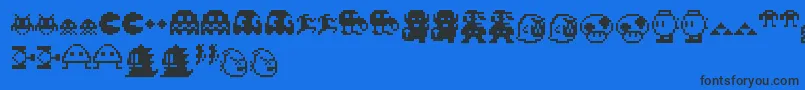 Fonte Pixelcharas – fontes pretas em um fundo azul
