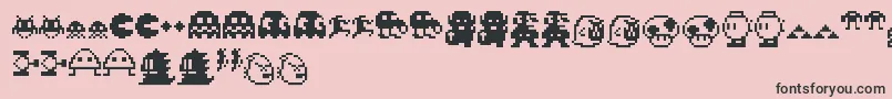 Fonte Pixelcharas – fontes pretas em um fundo rosa