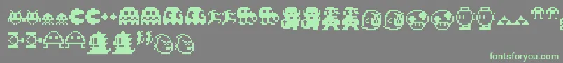 Pixelcharas-fontti – vihreät fontit harmaalla taustalla