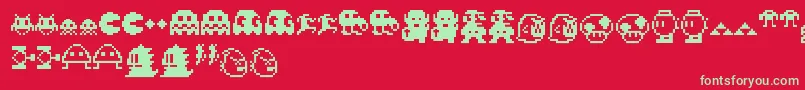 Pixelcharas Font – Green Fonts on Red Background