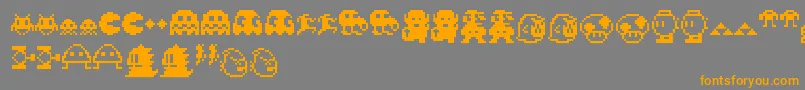 Pixelcharas-Schriftart – Orangefarbene Schriften auf grauem Hintergrund