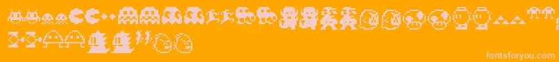 fuente Pixelcharas – Fuentes Rosadas Sobre Fondo Naranja