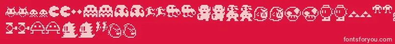 Шрифт Pixelcharas – розовые шрифты на красном фоне