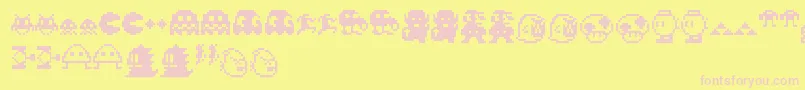 Czcionka Pixelcharas – różowe czcionki na żółtym tle