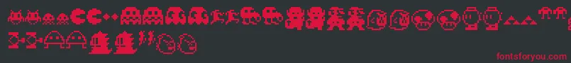 フォントPixelcharas – 黒い背景に赤い文字