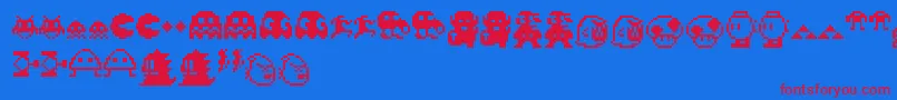 Fonte Pixelcharas – fontes vermelhas em um fundo azul