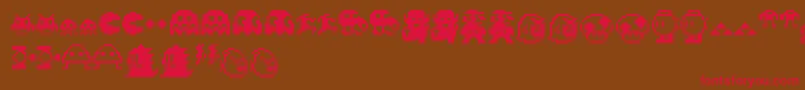 Pixelcharas Font – Red Fonts on Brown Background